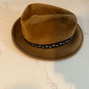 VTG Mens "Stetson" Fedora (The Sovereign) Tan Braided Band size‎ 7 Jazz Hat